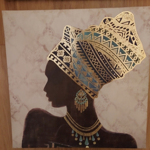 African Woman Canvas Painting Pair Wall Art Print Rustic Home Decor Primitive - Picture 2 of 6